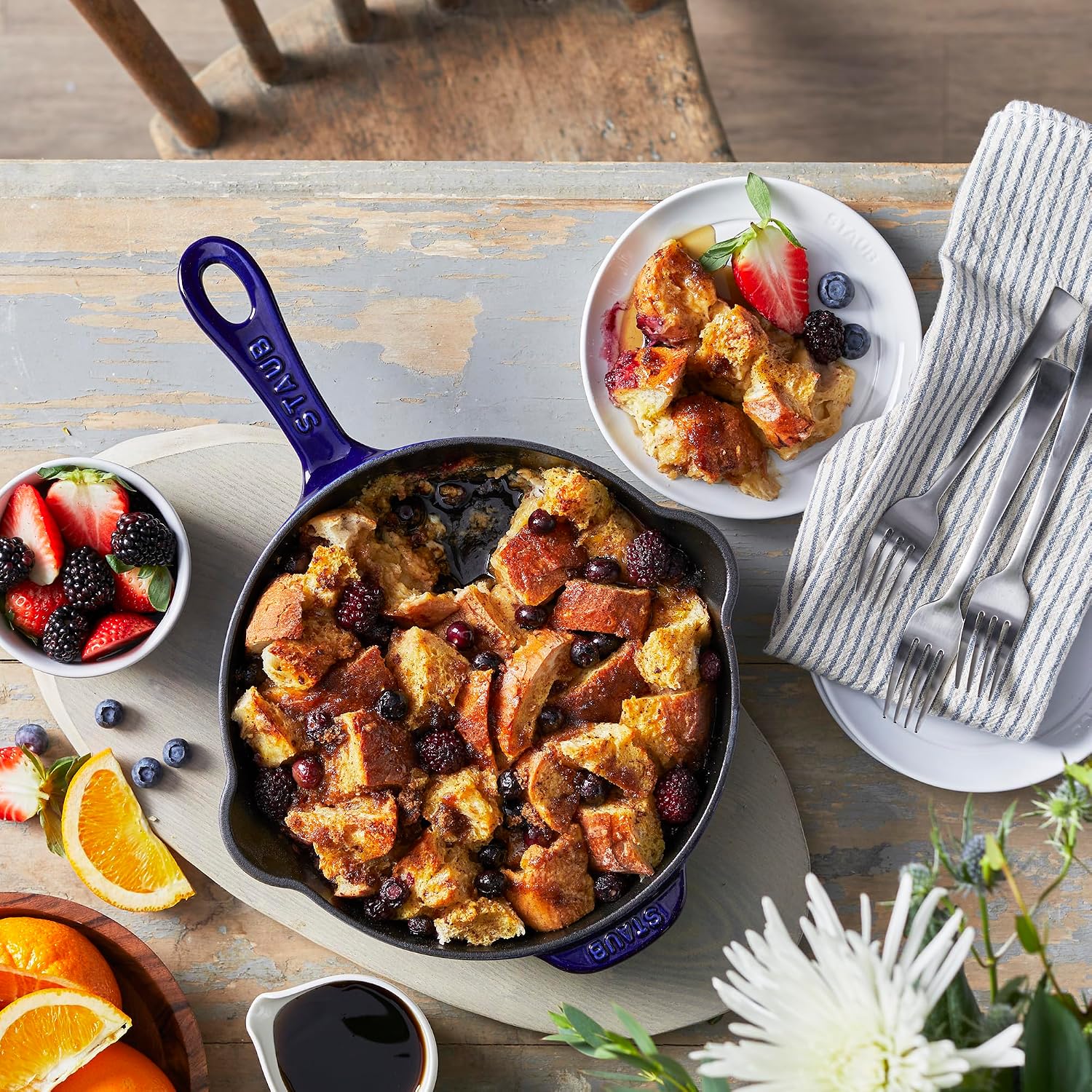 STAUB Cast Iron 8.5-inch Traditional Deep Skillet - Dark Blue