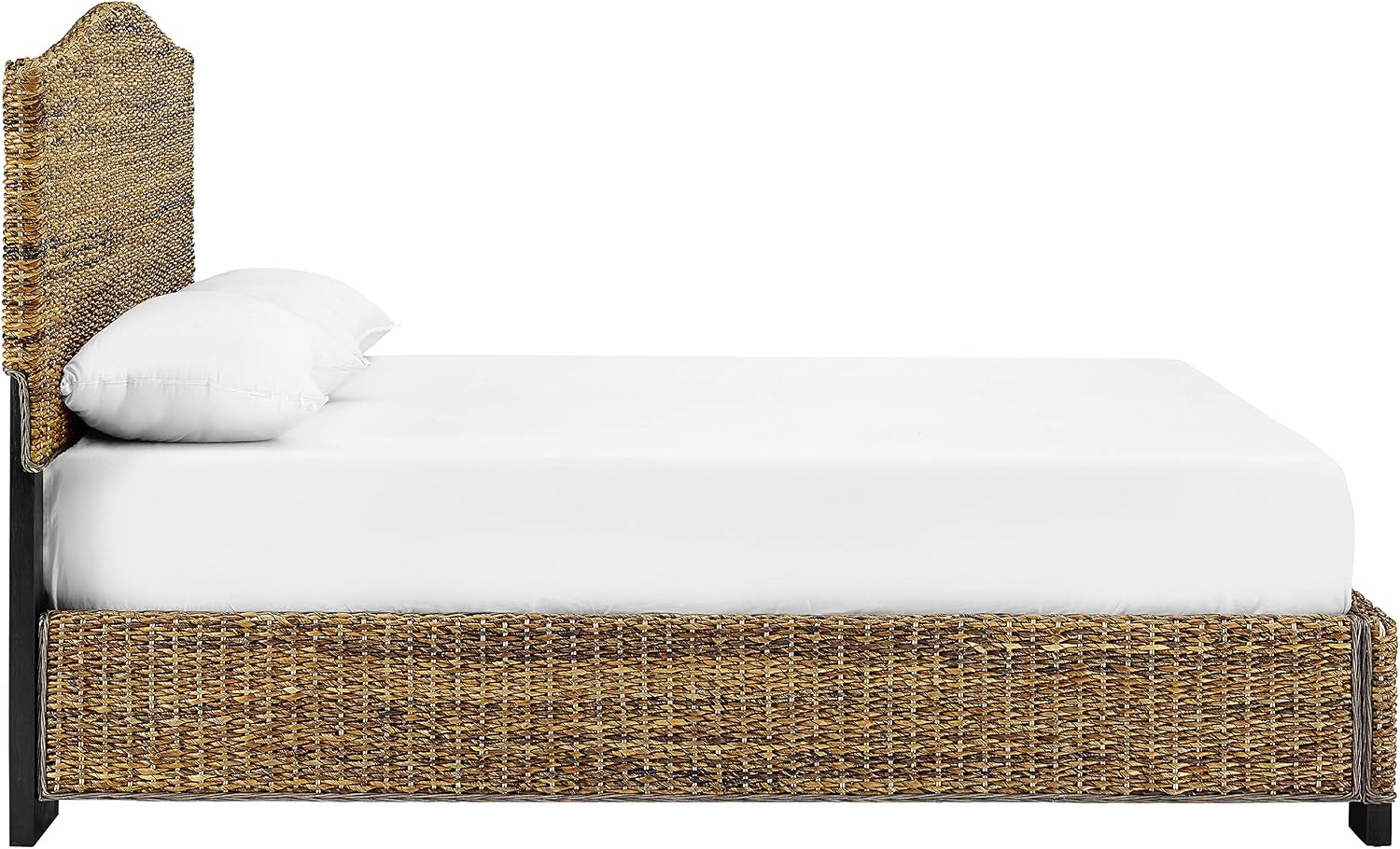 Crosley Furniture Serena Bed, Handwoven Natural Fiber Rattan Headboard and Footboard Set, Banana Leaf, Queen