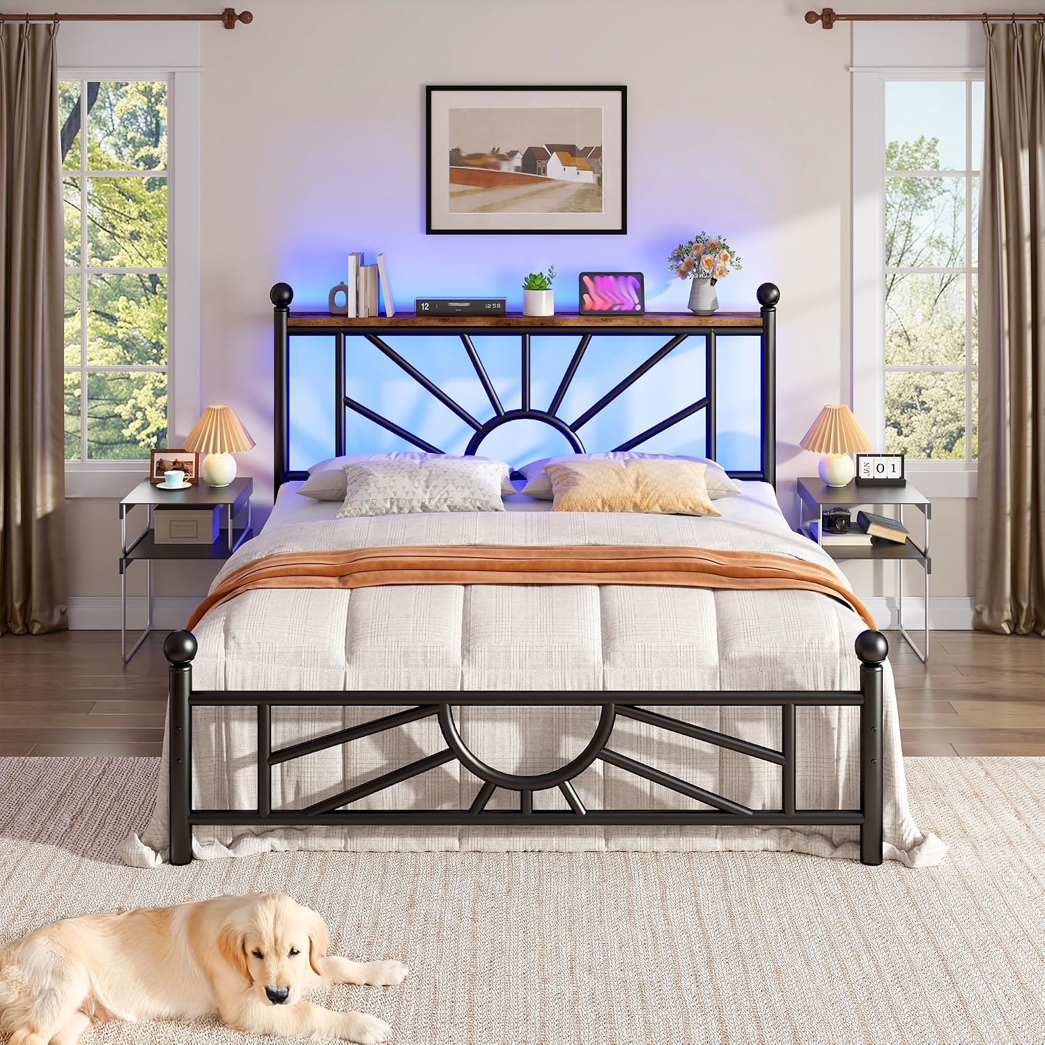 Homkdom 14 inch Twin Metal Platform Bed Frames with Headboard and Footboard, Victorian Twin Bed Frame with Under Bed Storage/No Box Spring Needed/Noise-Free/Easy Assembly, Black