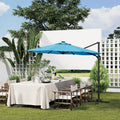 Takywep 10ft Cantilever Patio Umbrella, Outdoor Umbrella 360-degree Rotation, Solar-powered LED lights, Easy-Tilt Mechanism, for Decks, Poolside and Backyard Relaxation