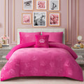 Juicy Couture Plush Reversible Embossed Crown 3-Piece Twin/Twin XL Comforter Set with Decorative Pillow, Hot Pink
