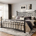 EnHomee 14.2' Metal Full Size Bed Frame with Tall Headboard & Footboard, LED Light Full Bed Frame, Strong Metal Slats Support and Noise-Free Design with Under Bed Storage/No Box Spring Needed/Black