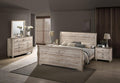 Roundhill Furniture Imerland Contemporary White-wash Finished 5-Piece Sleigh Headboard Bedroom Set, King