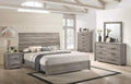 Floren Contemporary Weathered Gray Wood Bedroom Set, King Panel Bed, Dresser, Mirror, Nightstand, Chest