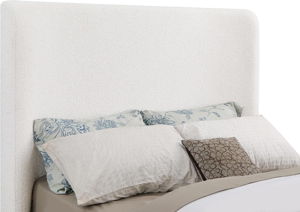 Coaster Home Furnishings - Nala - Wood - Upholstered Platform Sleigh Bed with Wingback Headboard, Foam Padding and Oak Base - Bedroom - Queen Size - Cream - 302046Q
