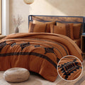 MaiRêve Super King Plus Comforter Set Burnt Orange, Embroidery Western Boho Bedding Set 7 Pieces, All Season Farmhouse Bed in A Bag Comforter Set with Sheets, Pillowcases & Shams