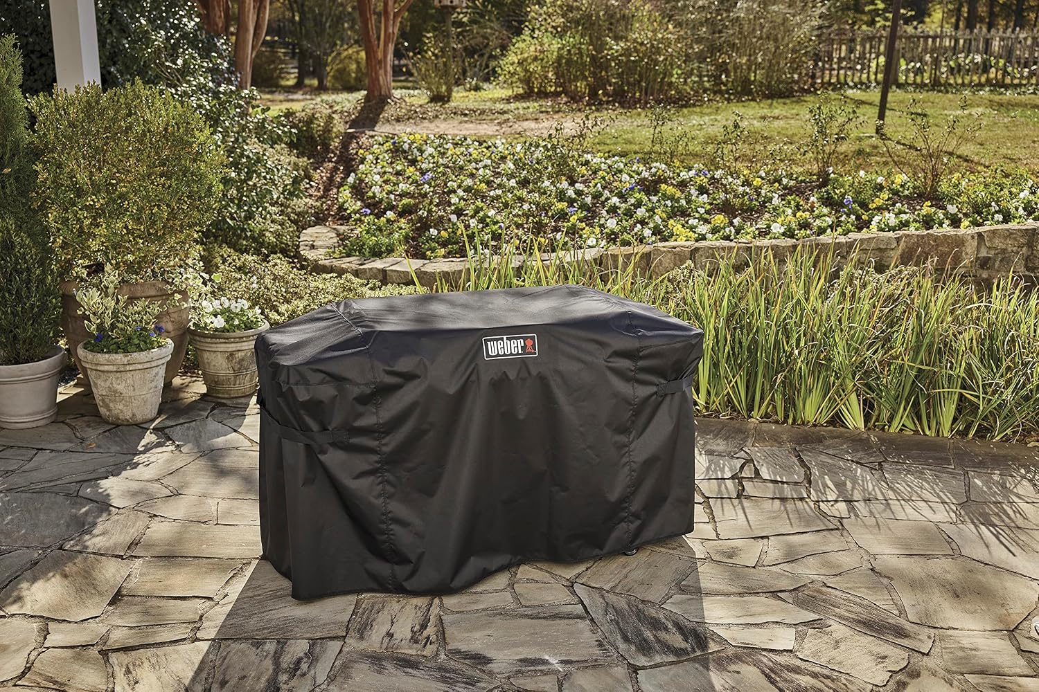 Weber 36' Premium Griddle Cover – Weather‑Resistant Polyester Cover with Fastening Straps, 4 Burner (Fits: Rust Resistant Griddle #1501006, Does NOT FIT: Slate 4 Burner 36')