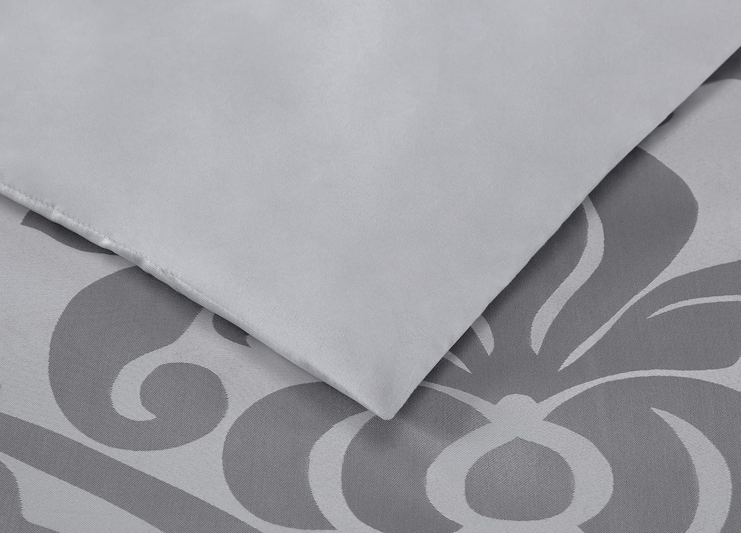 Chezmoi Collection Royale 7-Piece Jacquard Floral Comforter Set, Oversized King, Silver/Gray