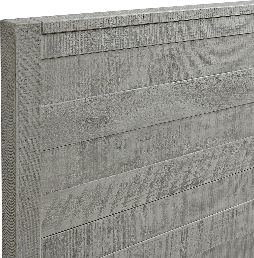 Arden Queen Size Panel Bed Frame – Solid Brazilian Pine Wood with High 50' Headboard, Low 18' Footboard, 8' Underbed Clearance – Modern Contemporary Bedroom by Alaterre Furniture (Driftwood Gray)