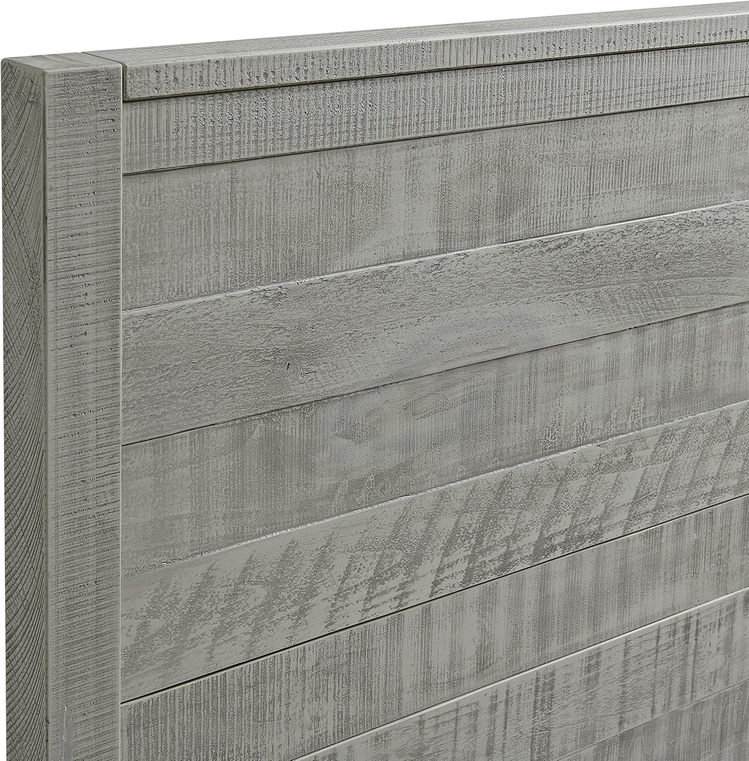 Arden Queen Size Panel Bed Frame – Solid Brazilian Pine Wood with High 50' Headboard, Low 18' Footboard, 8' Underbed Clearance – Modern Contemporary Bedroom by Alaterre Furniture (Driftwood Gray)