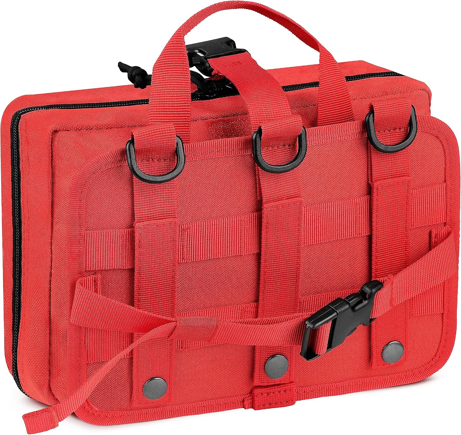 Scherber Vehicle IFAK Emergency Trauma Kit | 95+ Medical Supplies & Equipment, NAR Tourniquet & CPR Mask | Fully Stocked Rip Away Molle Pouch for Car, Home & Professional First Aid | Ultimate, Red