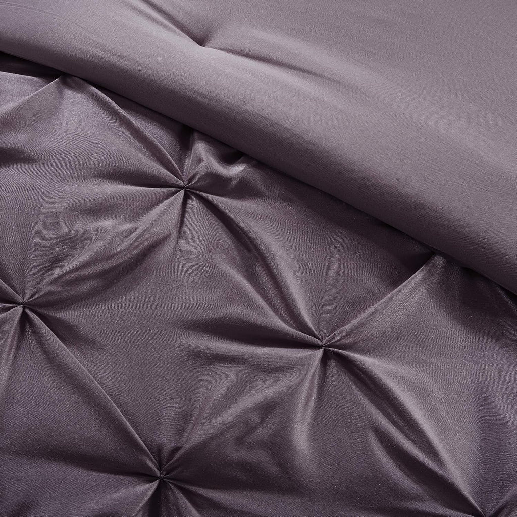 Madison Park Essentials King Comforter Set, 24 Piece Bedding With Matching Curtains, Decorative Pillows, Luxe Diamond Tufting , Room in a Bag Joella Collection, Plum King