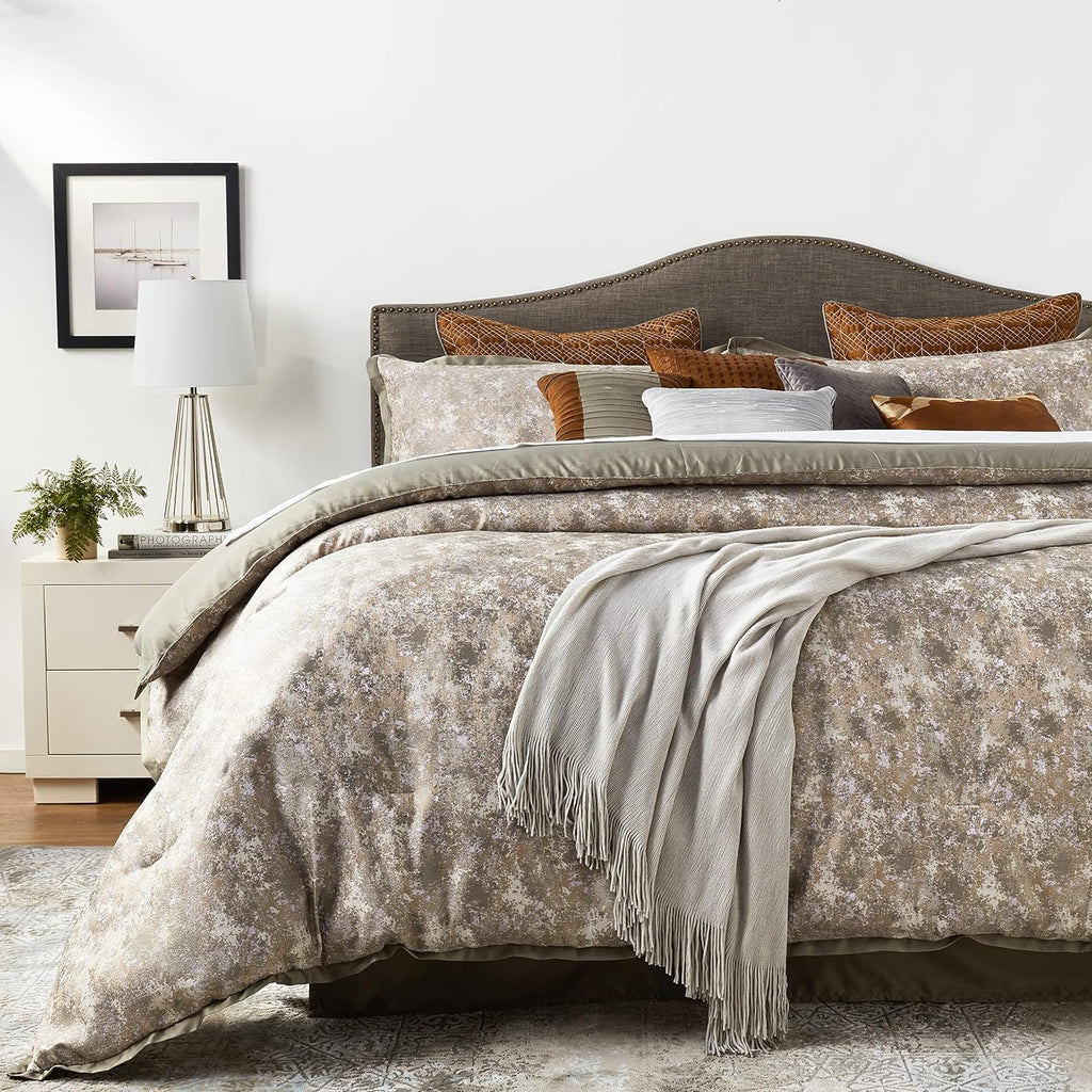 Riverbrook Home Elegant Collection Comforter Set, King, Aileen - Gray/Spice, 12-Piece Set